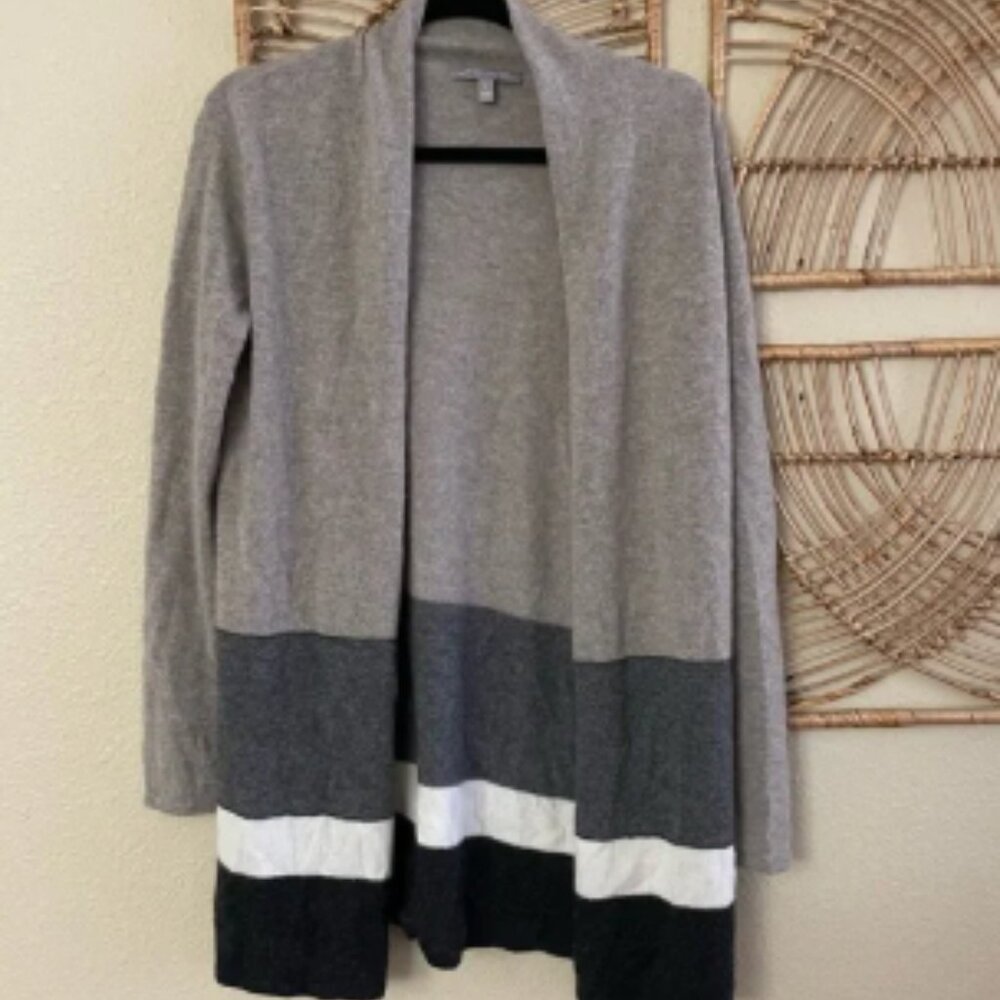Neiman Marcus Cashmere Collection Striped Cardigan Sweater Bead Detail Sz S B28